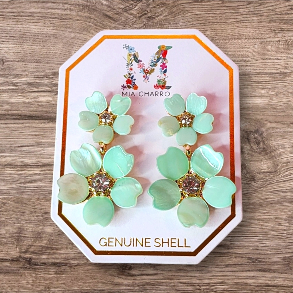 Mia Charro Mint Green Flower Earrings